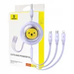 Baseus 3in1 laadimiskaabel USB-C/USB-M/Lightning, 3,5A, 1,1 m, lilla