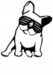 Auto kleebis FRENCH BULLDOG WITH GLASSES, 13 x 11,8 cm, taustata