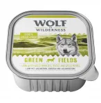 Koerakonservid Wolf of Wilderness Green Fields lambalihaga, 24 x 300 g