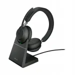 Juhtmevabad k&otilde;rvaklapid Jabra Evolve2 65, stereo, Bluetooth 5.0, Link380c adapter USB-A, mustad, MS Teamsile