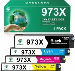 Tindikassetid HP 973X XL, must ja v&auml;rvilised, 4 tk., sobivad 452dw, 477dn, 477dw, 477dwt