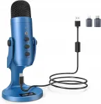 USB kondensaatormikrofon K66 Blue, kardioidne, sobib otse&uuml;lekandeks ja taskuh&auml;&auml;linguks