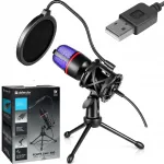 Stuudioklassi USB mikrofon DEFENDER FORTE RGB LED-ga, statiiviga, m&auml;ngude jaoks