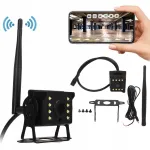 Juhtmevaba WiFi HD IR 12V-24V tagurduskaamera bussidele ja veokitele