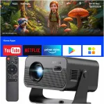 4K UHD WiFi Bluetooth Android projektor k&otilde;lariga, kaugjuhtimispuldi, USB, AUX, HDMI-ga