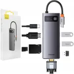 USB-C multifunktsionaalne HUB Baseus 8in1, 2x USB 3.0, HDMI 4K, VGA, SD kaardilugeja