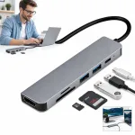 USB-C 6-port adapter: 2x USB 3.0, HDMI, SD, MicroSD/TF, 100W PD laadimine