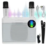 Karaoke s&uuml;steem kahe Bluetooth-mikrofoni ja 5 LED-h&auml;&auml;le efektiga peoks