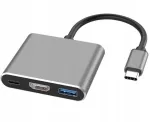 USB-C 3.1 adapter HDMI, USB-C ja USB-ga, 4K, sobib MacBook Air jaoks