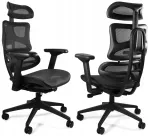 Kontoritool ERGOTECH, must, ergonoomiline, reguleeritav, p&ouml;&ouml;rlev