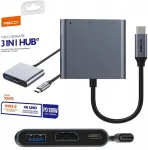 Adapter 3in1 USB-C HDMI 4K, USB 3.0 ja USB-C 100W