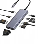 USB-C jaotur 9-&uuml;hes MacBook Pro: HDMI, USB 3.0, AUX, 100 W laadimine, kaardilugeja