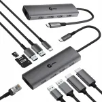 Hyperbook USB-C hub kahe monitori jaoks, 100 W, rohkem liideseid