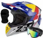 Motojuhi kiiver ZED X1.9, punane/sinine, XS, ECE 22.06, prillide ja interkomiga