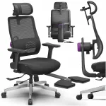 Ergonoomiline kontoritool Spacetronik jalatoega, must, 136 kg, p&ouml;&ouml;rlev