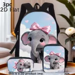 Lasteseljakottide komplekt &bdquo;Elephant Pink Bow&ldquo;, 3 osa