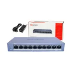V&otilde;rgukommuter Hikvision DS-XS0110-P, 10 porti (8 PoE, 2 uplink), 60 W