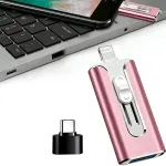 128GB 3in1 Micro-USB, Lightning, USB-C, USB 3.0 m&auml;lupulk, roosa