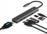 Adapter HUB 7in1 USB-C HDMI 4K, USB 3.0, SD ja PD-ga