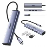 Ugreen CM475 USB-C hub RJ45 gigabit Ethernetiga (1000 Mb/s), 3 USB 3.0 ja PD
