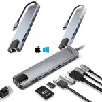 Mitmefunktsiooniline 8 &uuml;hendusega USB dokkimisjaam LAN, USB-A, USB-C, RJ45 ja HDMI-ga