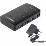 USB-jaotur Renkforce, 4 x USB 3.0, must