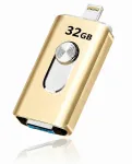 32 GB kuldse v&auml;rvusega USB 3.0 m&auml;lupulk iPhone, Android ja Micro USB (OTG)