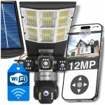 P&auml;ikeseenergial t&ouml;&ouml;tav p&ouml;&ouml;ratav kaamera 3 objektiiviga, 12MP, WiFi, kaugjuhtimispuldiga lamp