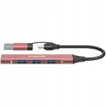 USB jagaja CANYON DS-02, 4-in-1, USB-A/C, roosa