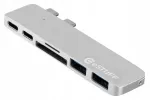 eSTUFF Silver Thunderbolt &uuml;henduste hub, 40Gbps, 5K, MacBook Prole