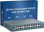 V&otilde;rgu l&uuml;liti Yuanley, 26 PoE porti, 400W, 2 uplink, rack-monteeritav