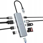 Ootday USB-C hub 10-in-1, 4K HDMI, 100W PD, SD/TF, Ethernet, h&otilde;bedane
