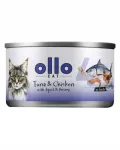 OLLO Nr. 4 konserv kassidele tuunikala ja kanaga, kalmaaride ja krevettidega, 70 g
