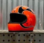 Biltwell Gringo mootorratturi kiiver, oranžid leegid, Harley, chopper, bobber