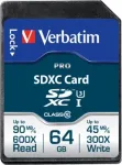 Verbatim Pro SDXC 64 GB Class 10 UHS-I/U3 (47022) m&auml;lukaart