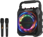Kaasaskantav Bluetooth k&otilde;lar karaokefunktsiooniga, must, 2 traadita mikrofoni