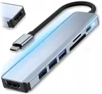 Adapter SPLITTER Slim Hub, 7 pordi: USB 3.0, USB 2.0, USB-C, HDMI, SD, microSD