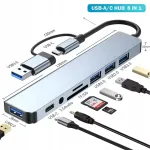 USB-C 8-&uuml;hes jaam Micro SD kaardi lugeja, USB 3.0/2.0 ja audio abil