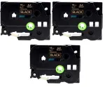 3 tk BROTHER TZe-344 18 mm kuldset v&auml;rvi lint musta tekstiga