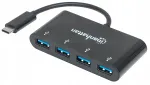Manhattan USB jagaja, 4 pesa, USB-A, USB-C adapteriga