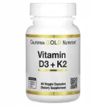 Toidulisand California Gold Vitamin D3 5K + K2MK7 120 mcg, 60 kapslit, kookos&otilde;liga