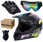 Mootorratturi komplekt: L suurusega kiiver, prillid, kindad, enduro/ATV mask