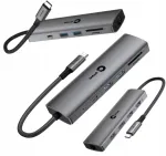 USB-C jagaja 2x HDMI, DisplayPort, LAN, Ethernet, kahese monitori liidesega, 4K, s&uuml;learvutile