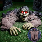 Halloweeni riputatav dekoratsioon &ndash; roheline liikuv zombi heliga, 119 cm