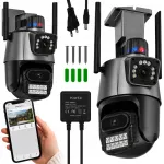 Turvakaamera 6MP kahe objektiiviga, WiFi, p&ouml;&ouml;rlev, liikumisandur, t&auml;isv&auml;rviline pilt