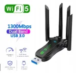 Traadita USB v&otilde;rgukaardi adapter WiFi 5, 1300 Mb/s, 2,4G/5GHz, 4 antenni