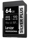 Lexar Pro 64 GB SDXC U3 (V30) SILVER PLUS 205R/105W m&auml;lukaart