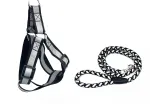 Koera rakmete komplekt BUBU Classic Reflect, must, M/L, rihm 15 mm x 120 cm, rakmed 25 mm