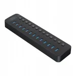 USB jagaja Orico, 13 &uuml;hendust, 5Gbps, BC1.2, 1.5A l&uuml;lititega