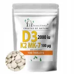 Vitamiin D3 2000 IU + K2 MK-7 100 mcg, 100 tabletti